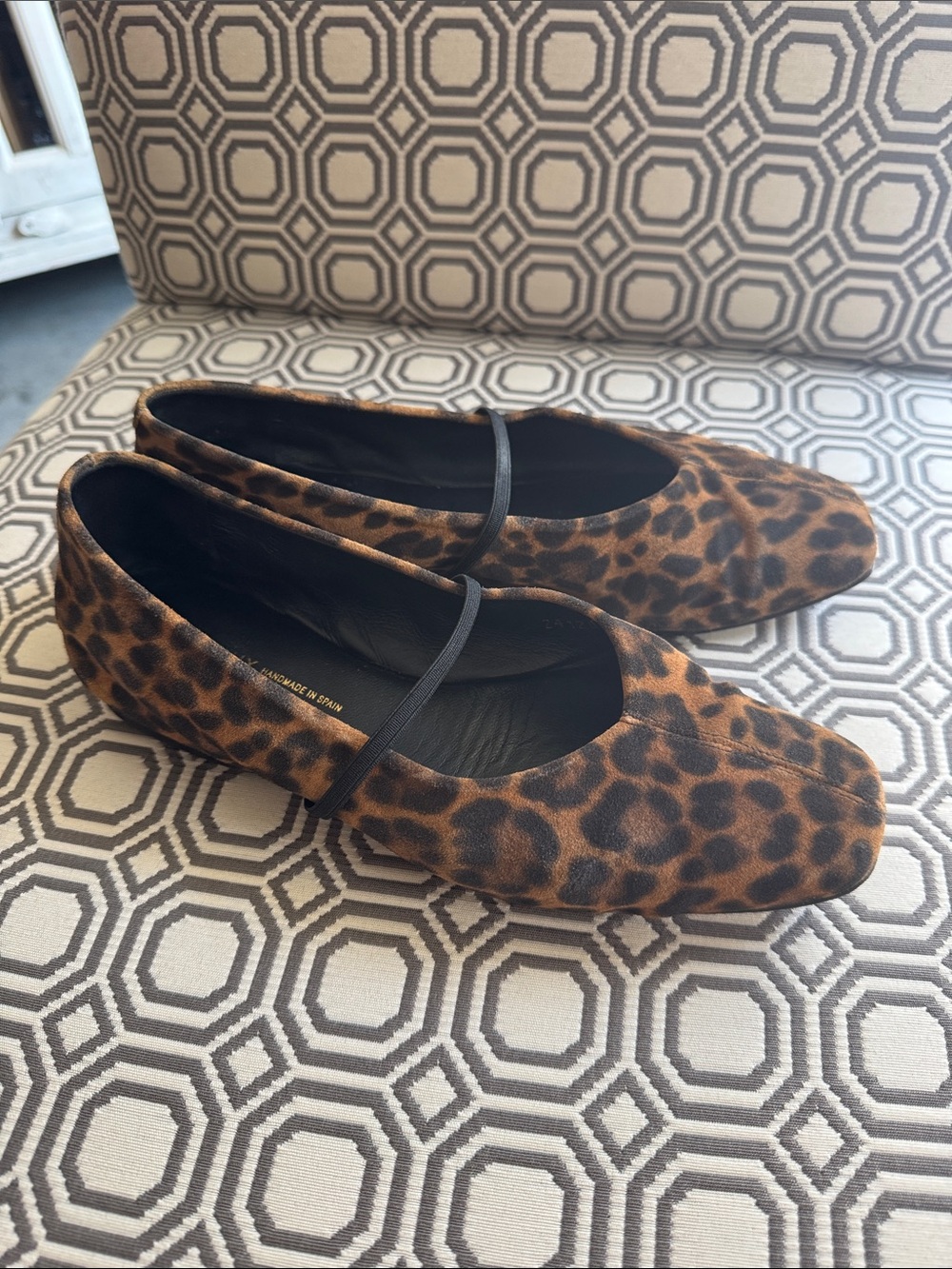 Margaux Leopard-Print Ballet Flats with Elastic Strap - Brown & Black